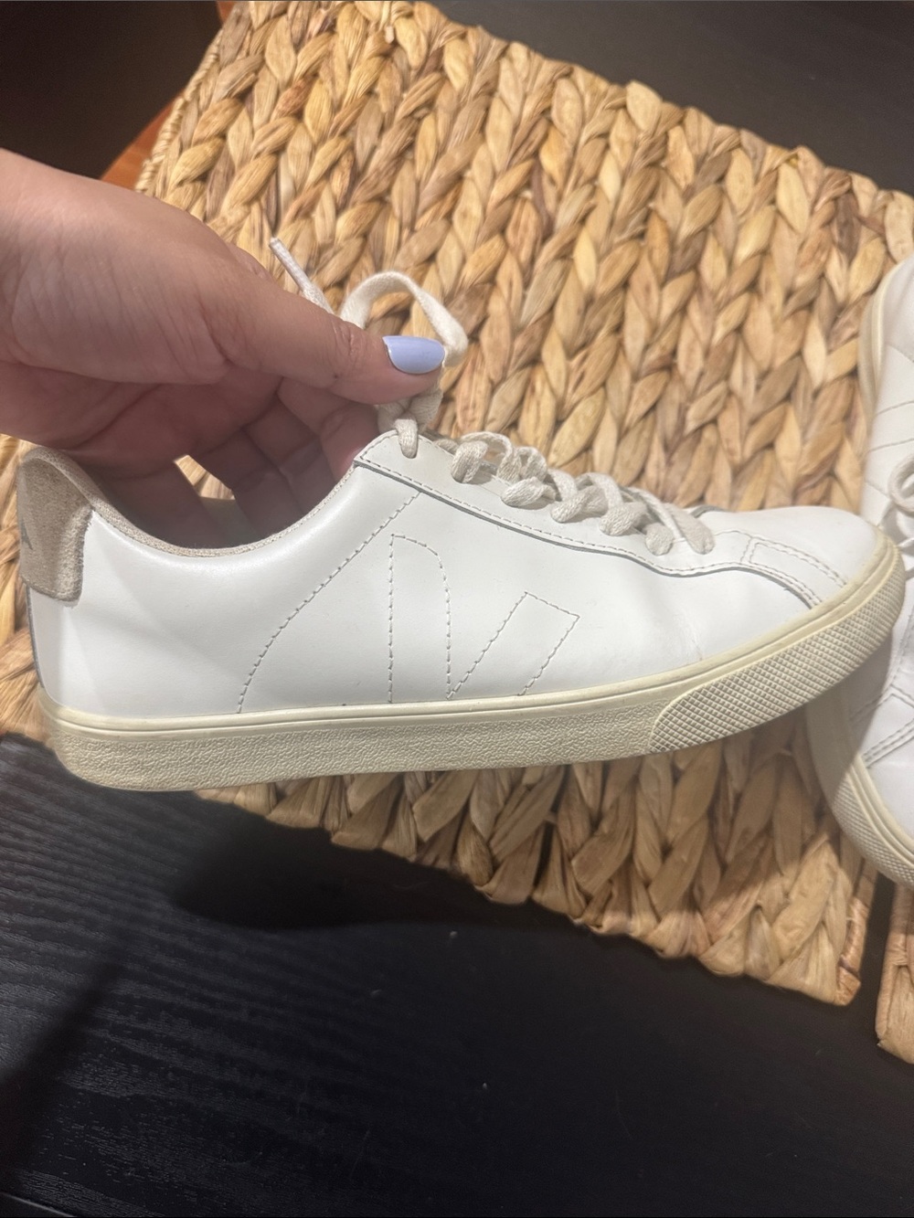 Veja White Leather Sneakers with Cream Sole